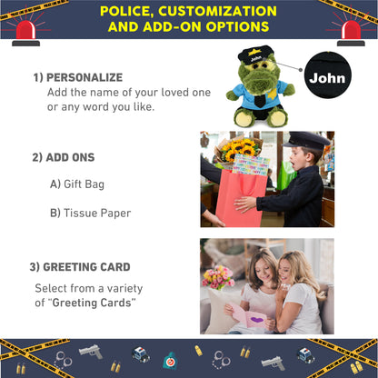 BIG EYE PLUSH - SITTING ALLIGATOR WITH POLICE DRESS UP