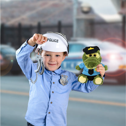 BIG EYE PLUSH - SITTING ALLIGATOR WITH POLICE DRESS UP