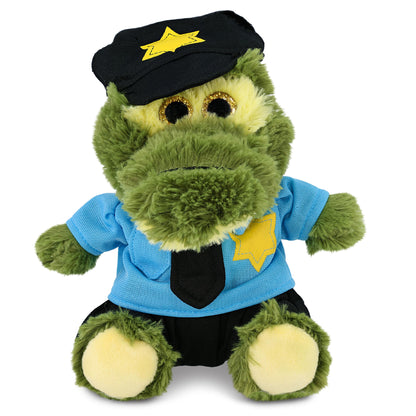 BIG EYE PLUSH - SITTING ALLIGATOR WITH POLICE DRESS UP