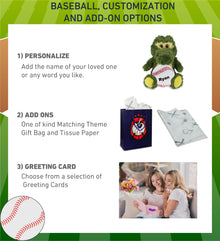 BIG EYE PLUSH - SITTING ALLIGATOR WITH BASEBALL PLUSH