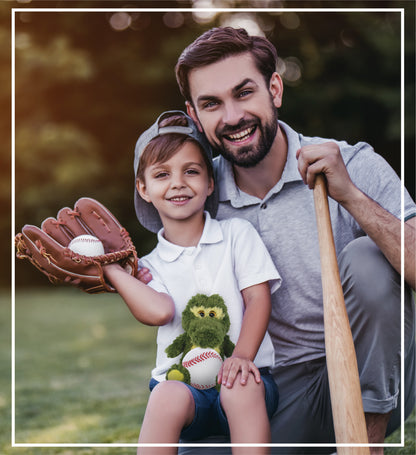 BIG EYE PLUSH - SITTING ALLIGATOR WITH BASEBALL PLUSH