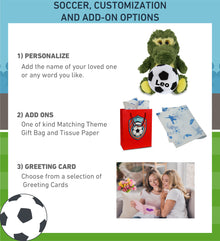 BIG EYE PLUSH - SITTING ALLIGATOR WITH SOCCER PLUSH