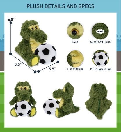 BIG EYE PLUSH - SITTING ALLIGATOR WITH SOCCER PLUSH