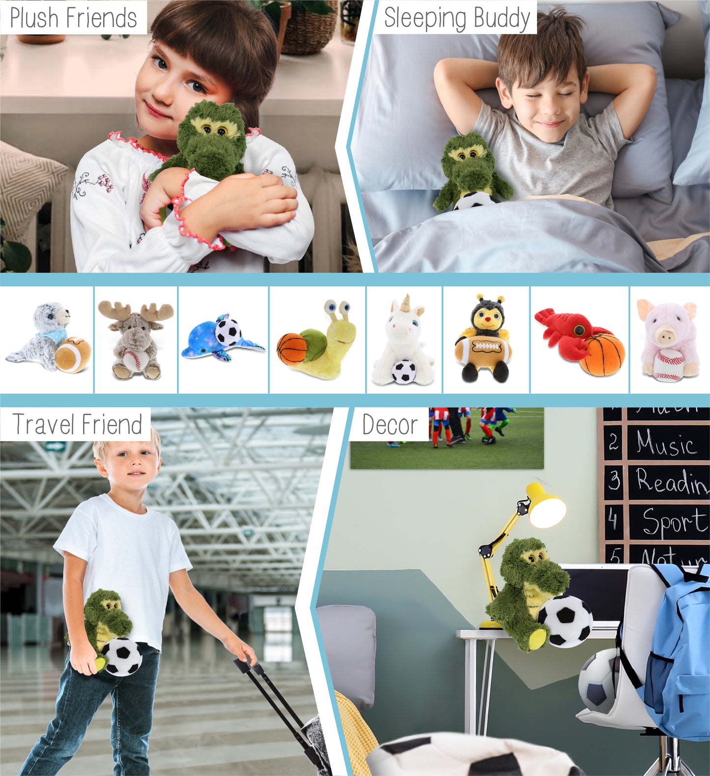 BIG EYE PLUSH - SITTING ALLIGATOR WITH SOCCER PLUSH
