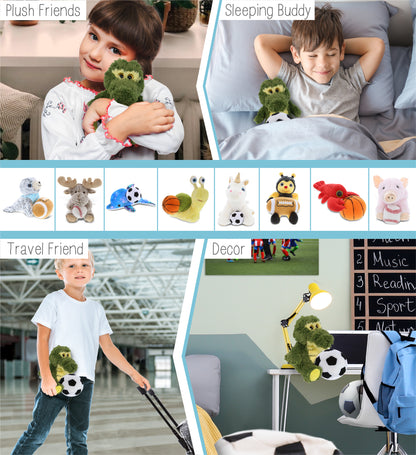 BIG EYE PLUSH - SITTING ALLIGATOR WITH SOCCER PLUSH