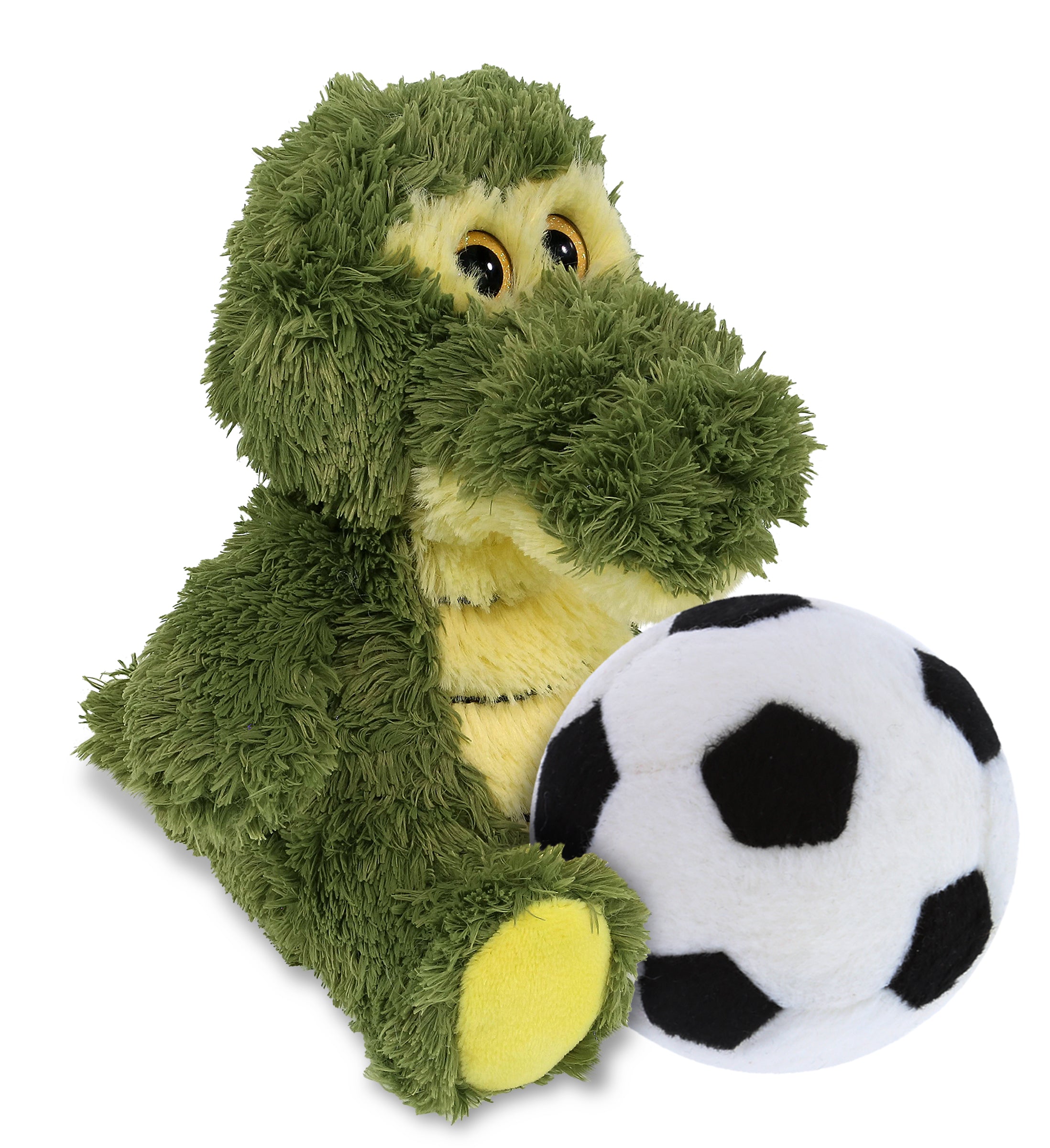 BIG EYE PLUSH - SITTING ALLIGATOR WITH SOCCER PLUSH