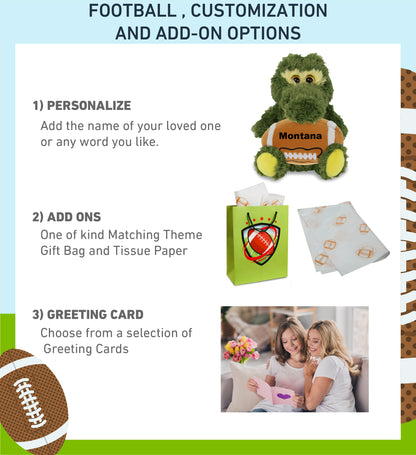 BIG EYE PLUSH - SITTING ALLIGATOR WITH FOOTBALL PLUSH