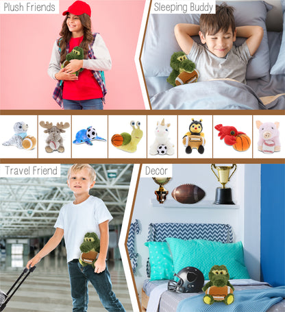 BIG EYE PLUSH - SITTING ALLIGATOR WITH FOOTBALL PLUSH