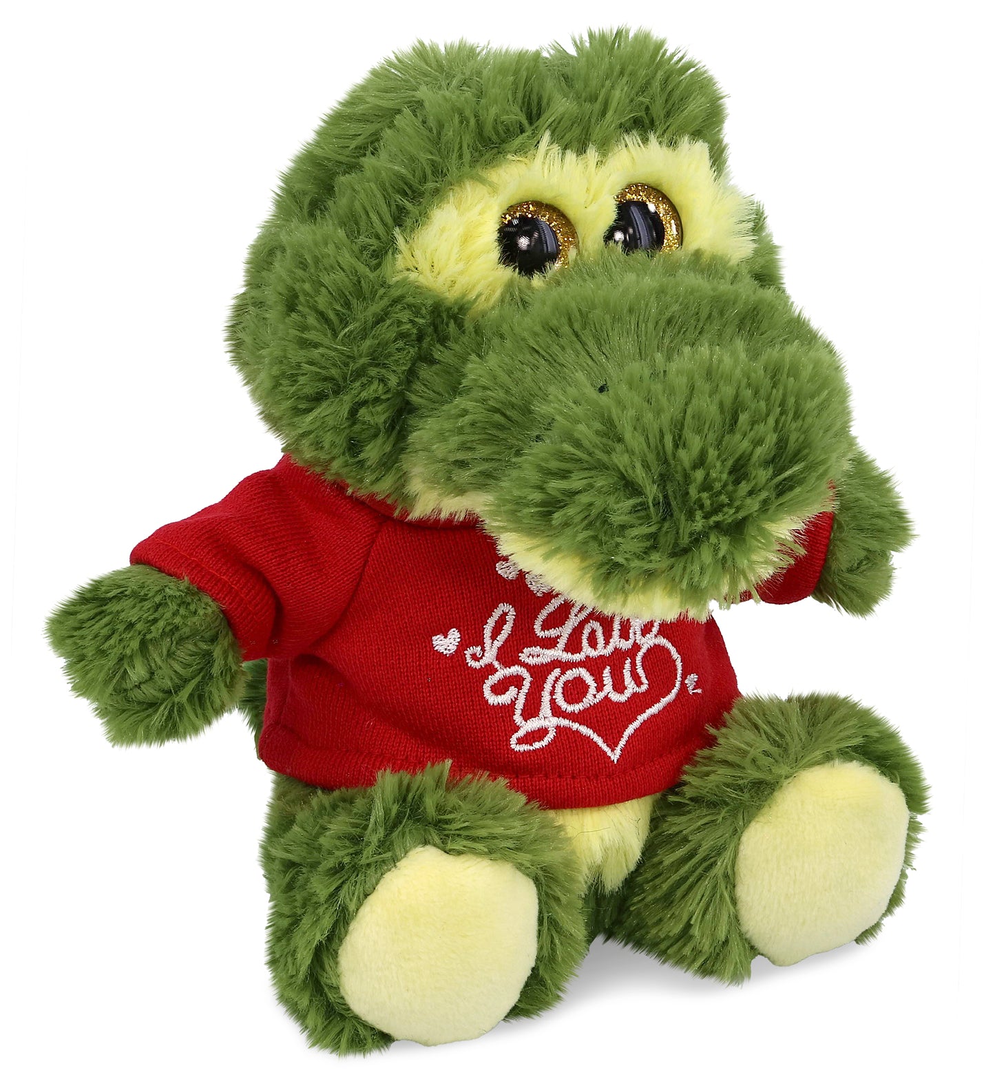 PLUSH I LOVE YOU RED SHIRT- BIG EYE PLUSH - SITTING ALLIGATOR