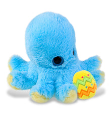 DolliBu Cute Big Eye Blue Octopus with Yellow Easter Egg Plush - 8.5  Inches