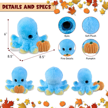 BIG EYE PLUSH - BLUE OCTOPUS WITH PUMPKIN PLUSH