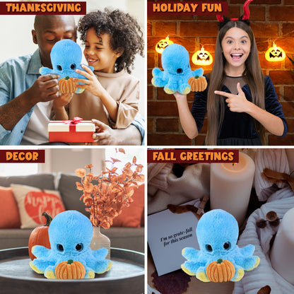 BIG EYE PLUSH - BLUE OCTOPUS WITH PUMPKIN PLUSH