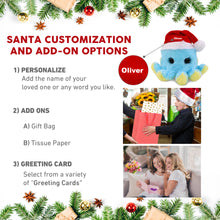 BIG EYE PLUSH - BLUE OCTOPUS WITH SANTA DRESS UP