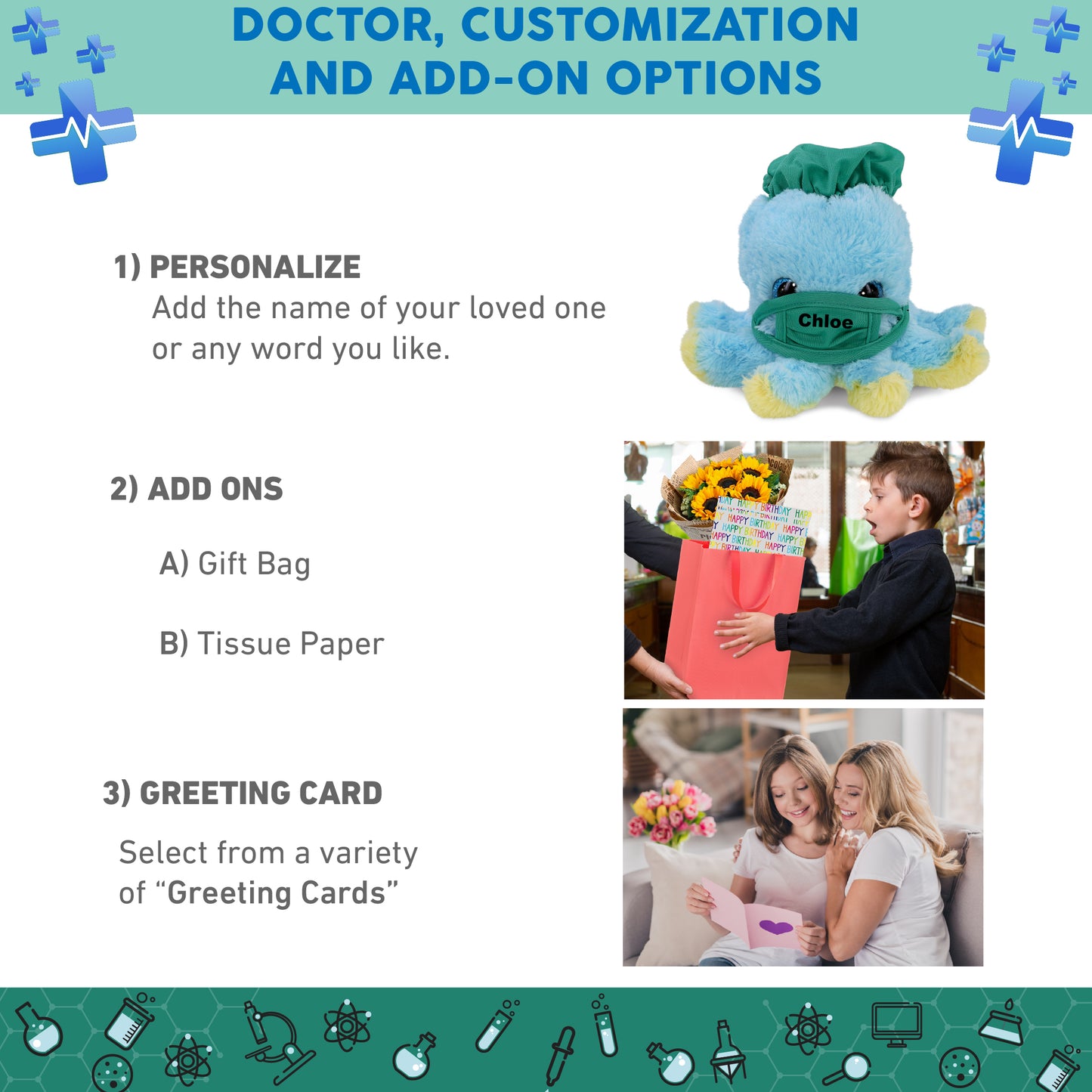 BIG EYE PLUSH - BLUE OCTOPUS WITH DOCTOR DRESS UP