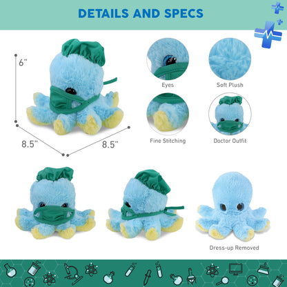 BIG EYE PLUSH - BLUE OCTOPUS WITH DOCTOR DRESS UP
