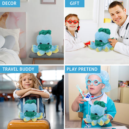 BIG EYE PLUSH - BLUE OCTOPUS WITH DOCTOR DRESS UP