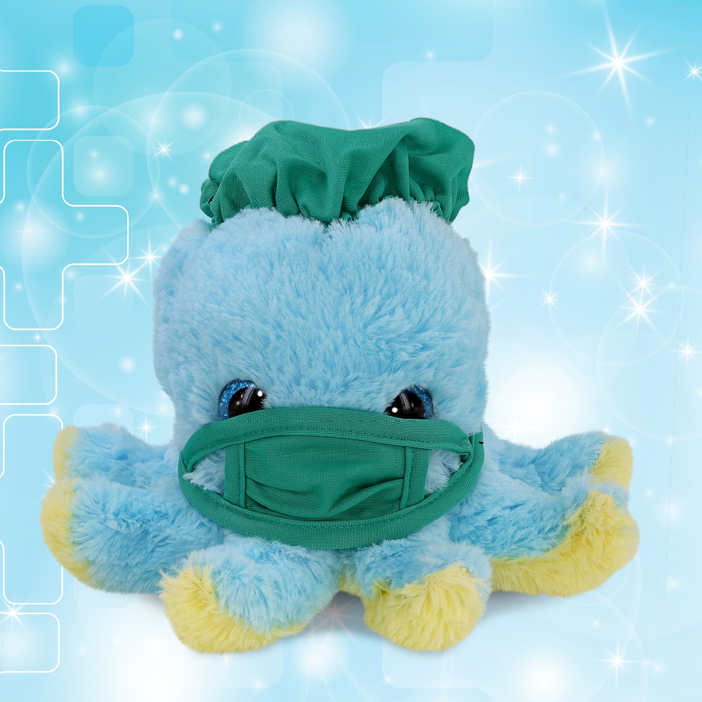 BIG EYE PLUSH - BLUE OCTOPUS WITH DOCTOR DRESS UP