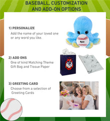 BIG EYE PLUSH - BLUE OCTOPUS WITH BASEBALL PLUSH