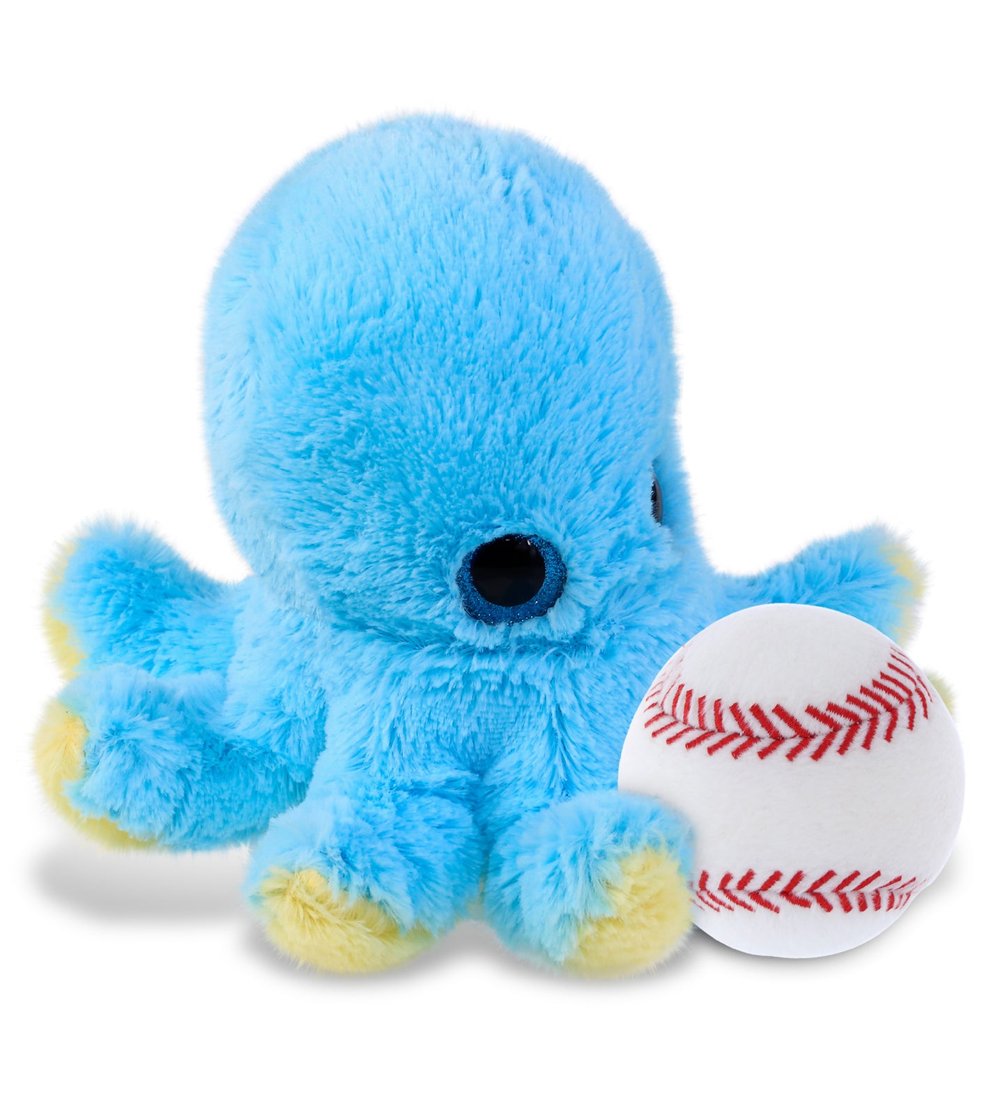 BIG EYE PLUSH - BLUE OCTOPUS WITH BASEBALL PLUSH