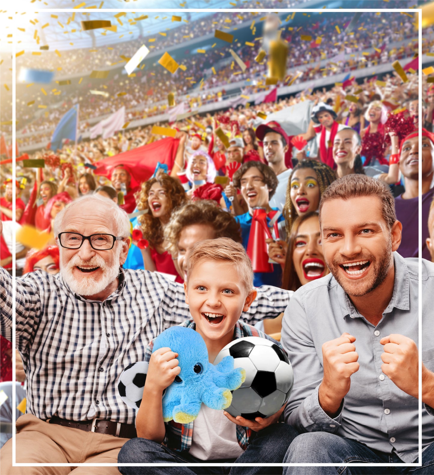 BIG EYE PLUSH - BLUE OCTOPUS WITH SOCCER PLUSH