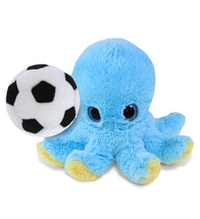 BIG EYE PLUSH - BLUE OCTOPUS WITH SOCCER PLUSH