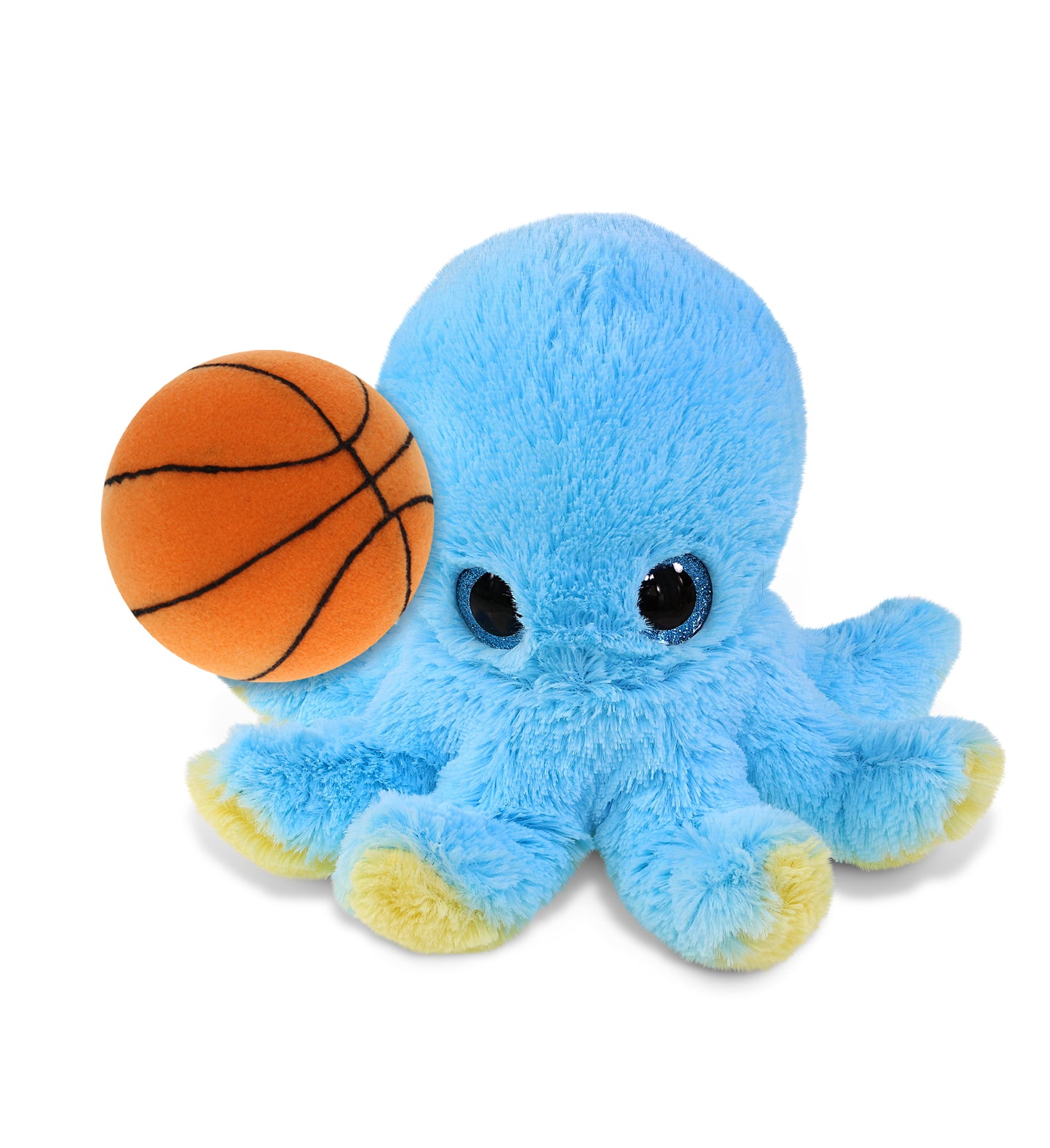 BIG EYE PLUSH - BLUE OCTOPUS WITH BASKETBALL PLUSH