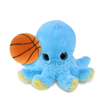 BIG EYE PLUSH - BLUE OCTOPUS WITH BASKETBALL PLUSH
