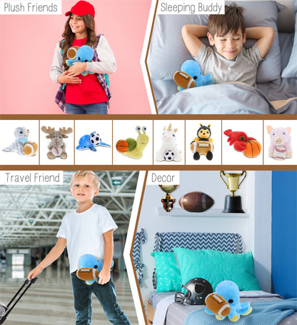 BIG EYE PLUSH - BLUE OCTOPUS WITH FOOTBALL PLUSH