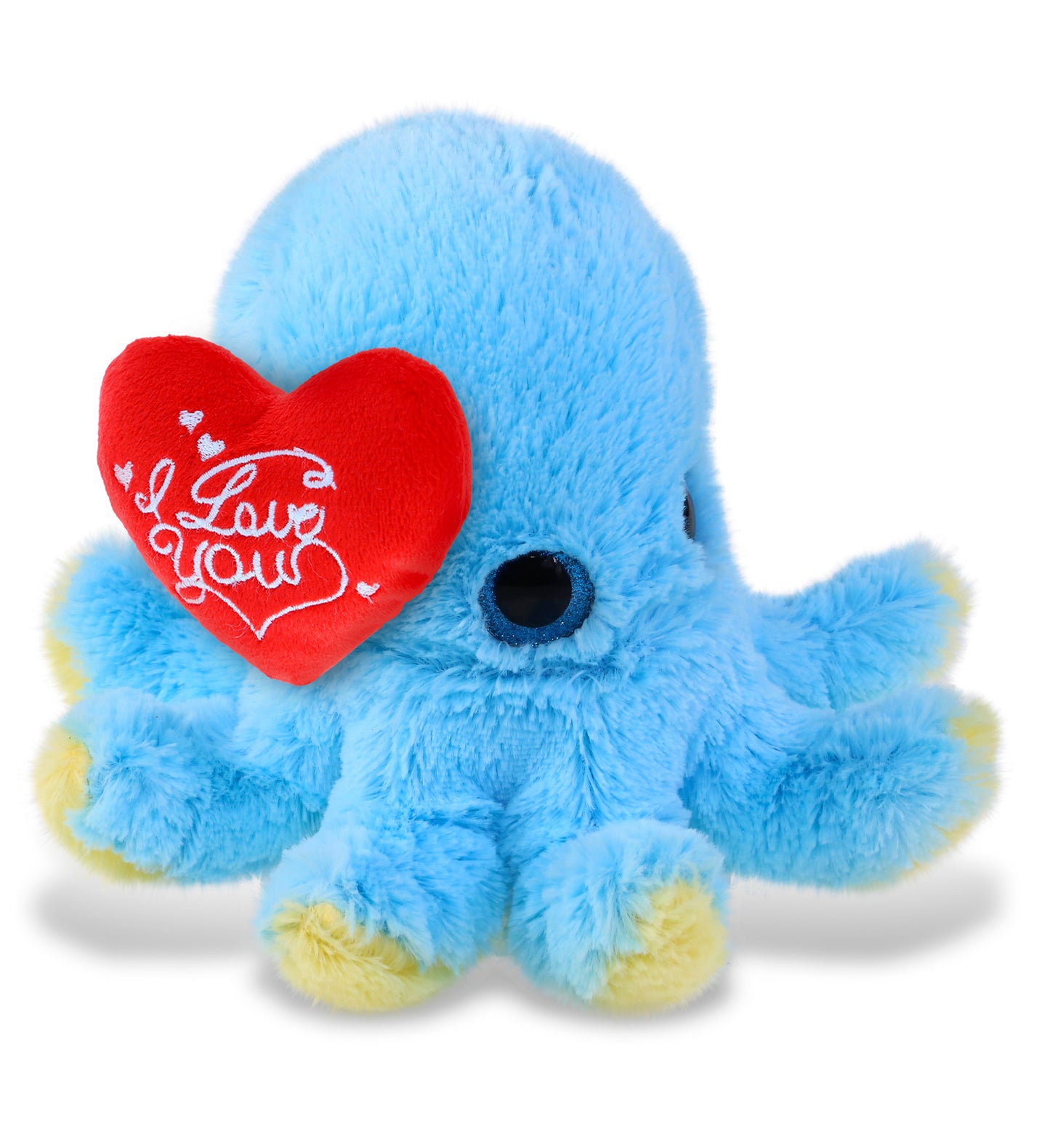 PLUSH I LOVE YOU RED HEART - BIG EYE PLUSH - BLUE OCTOPUS