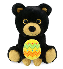 DolliBu Cute Big Eye Black Bear with Yellow Easter Egg Plush Toy - 6.5 Inches
