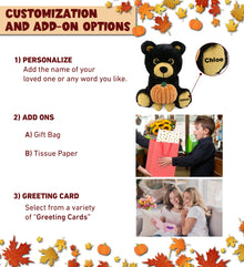 BIG EYE PLUSH - BLACK BEAR WITH PUMPKIN PLUSH