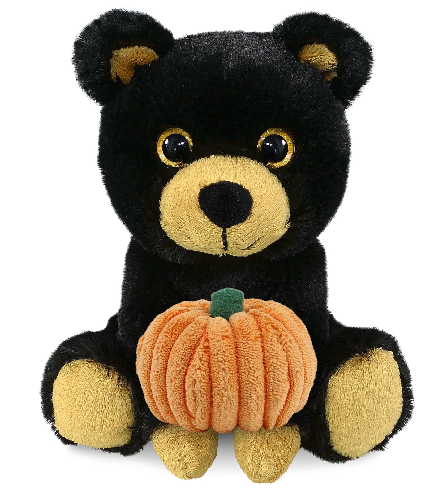 BIG EYE PLUSH - BLACK BEAR WITH PUMPKIN PLUSH