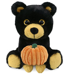 BIG EYE PLUSH - BLACK BEAR WITH PUMPKIN PLUSH