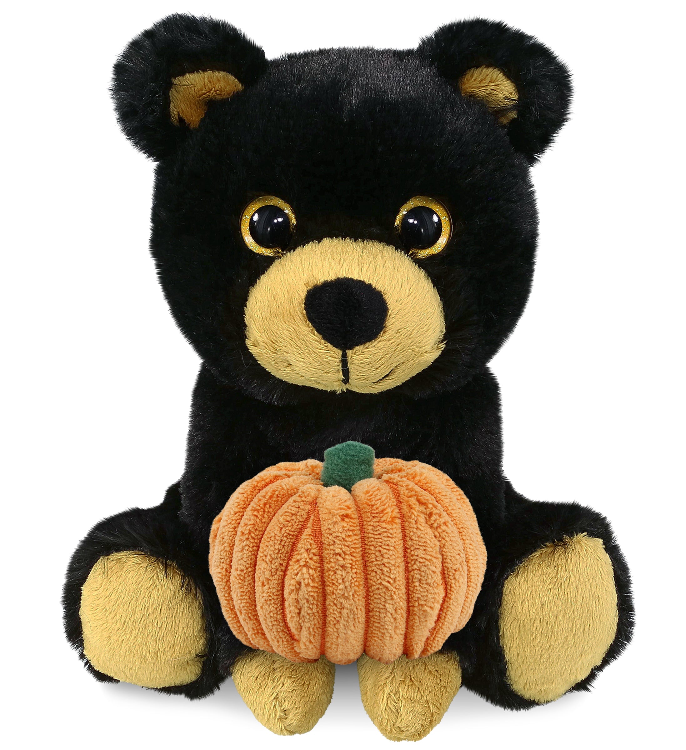 BIG EYE PLUSH - BLACK BEAR WITH PUMPKIN PLUSH