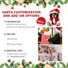 BIG EYE PLUSH - BLACK BEAR WITH SANTA DRESS UP