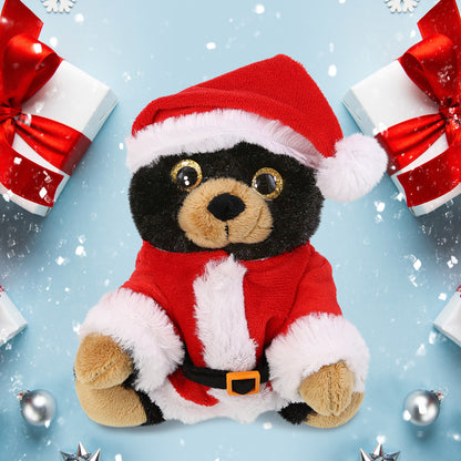 BIG EYE PLUSH - BLACK BEAR WITH SANTA DRESS UP