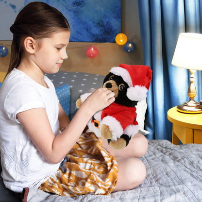 BIG EYE PLUSH - BLACK BEAR WITH SANTA DRESS UP