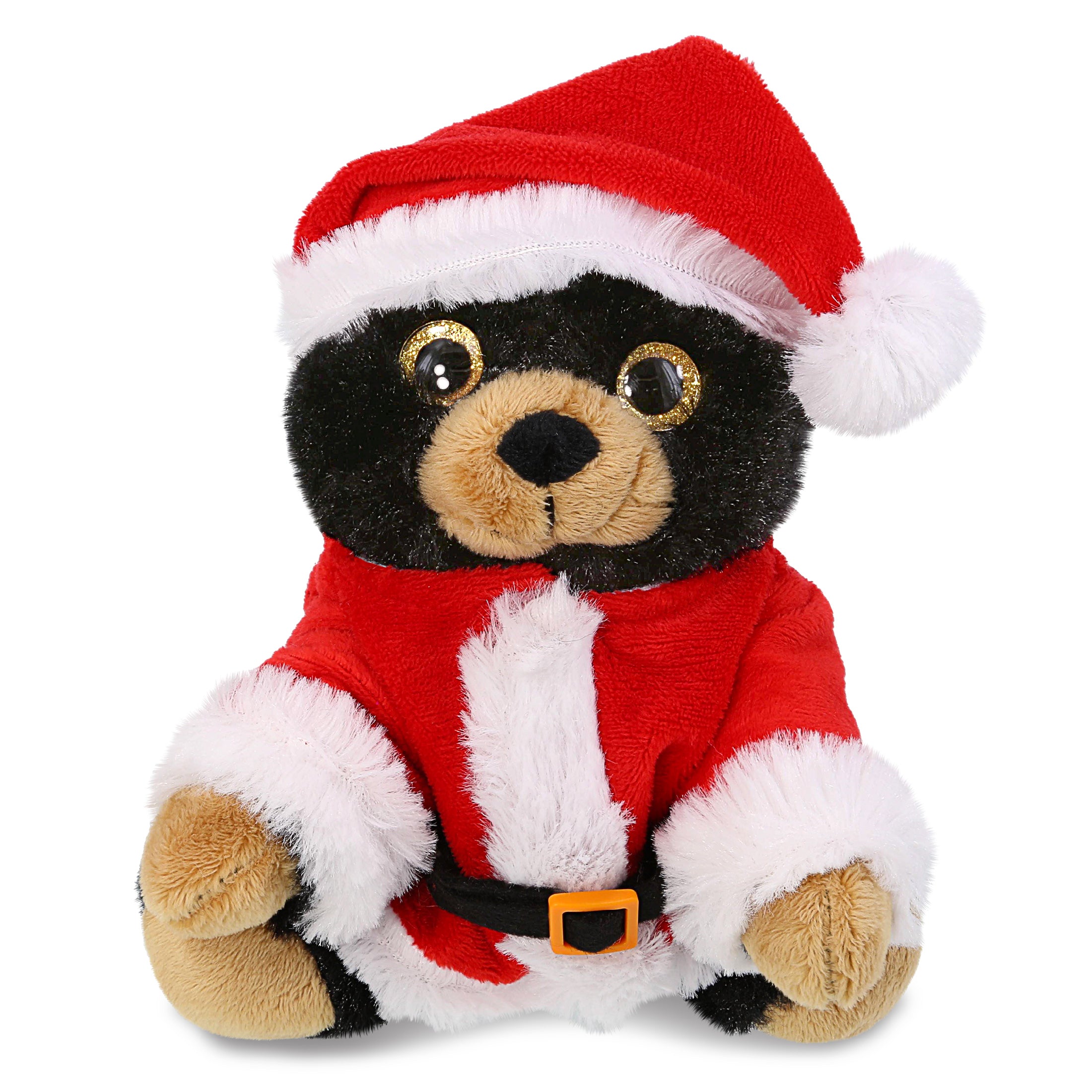 BIG EYE PLUSH - BLACK BEAR WITH SANTA DRESS UP