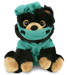BIG EYE PLUSH - BLACK BEAR WITH DOCTOR DRESS UP