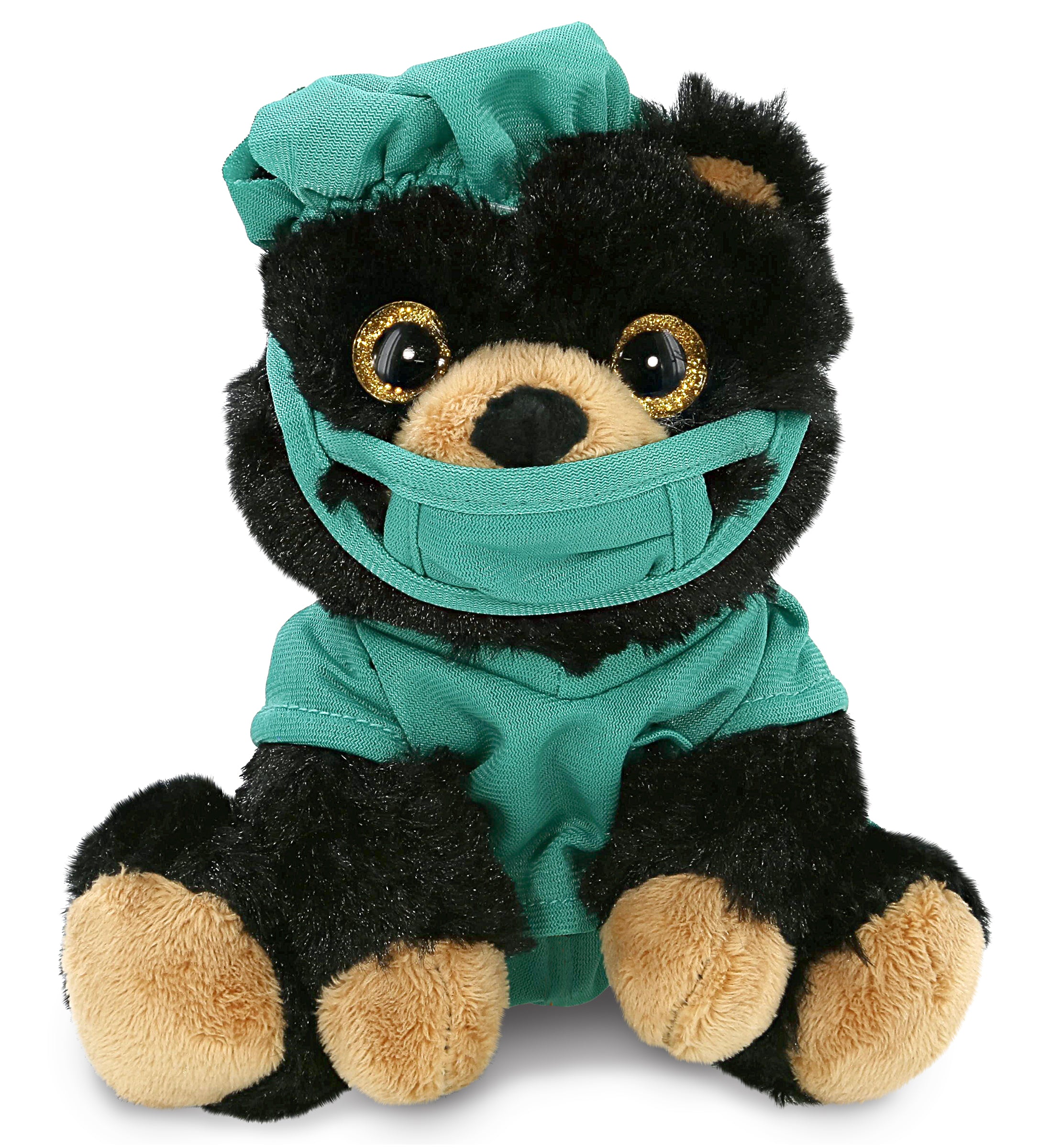 BIG EYE PLUSH - BLACK BEAR WITH DOCTOR DRESS UP