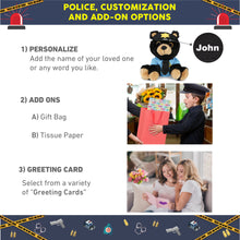 BIG EYE PLUSH - BLACK BEAR WITH POLICE DRESS UP