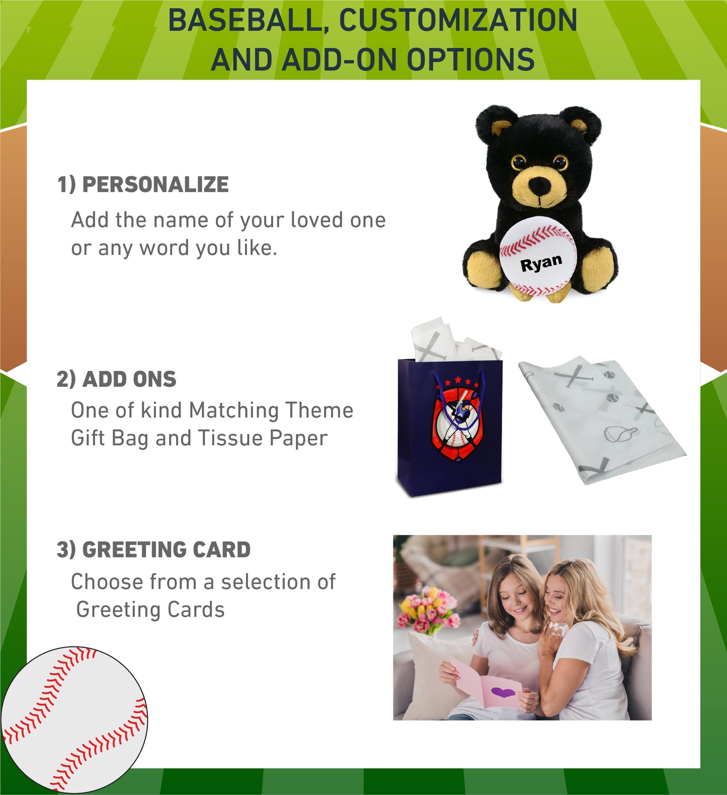 BIG EYE PLUSH - BLACK BEAR WITH BASEBALL PLUSH