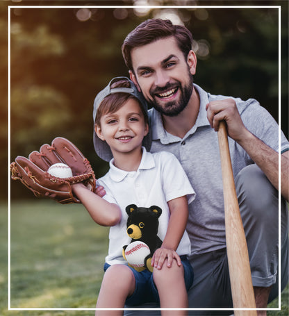 BIG EYE PLUSH - BLACK BEAR WITH BASEBALL PLUSH