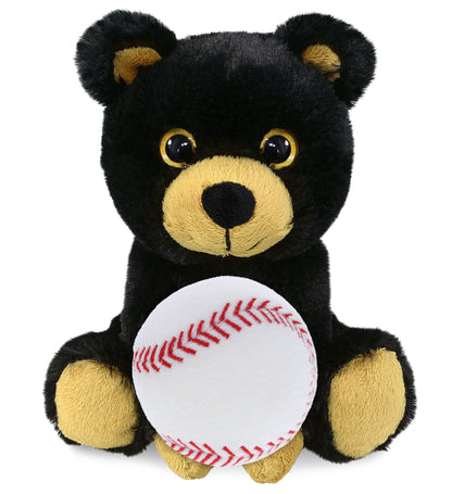 BIG EYE PLUSH - BLACK BEAR WITH BASEBALL PLUSH