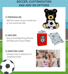 BIG EYE PLUSH - BLACK BEAR WITH SOCCER PLUSH