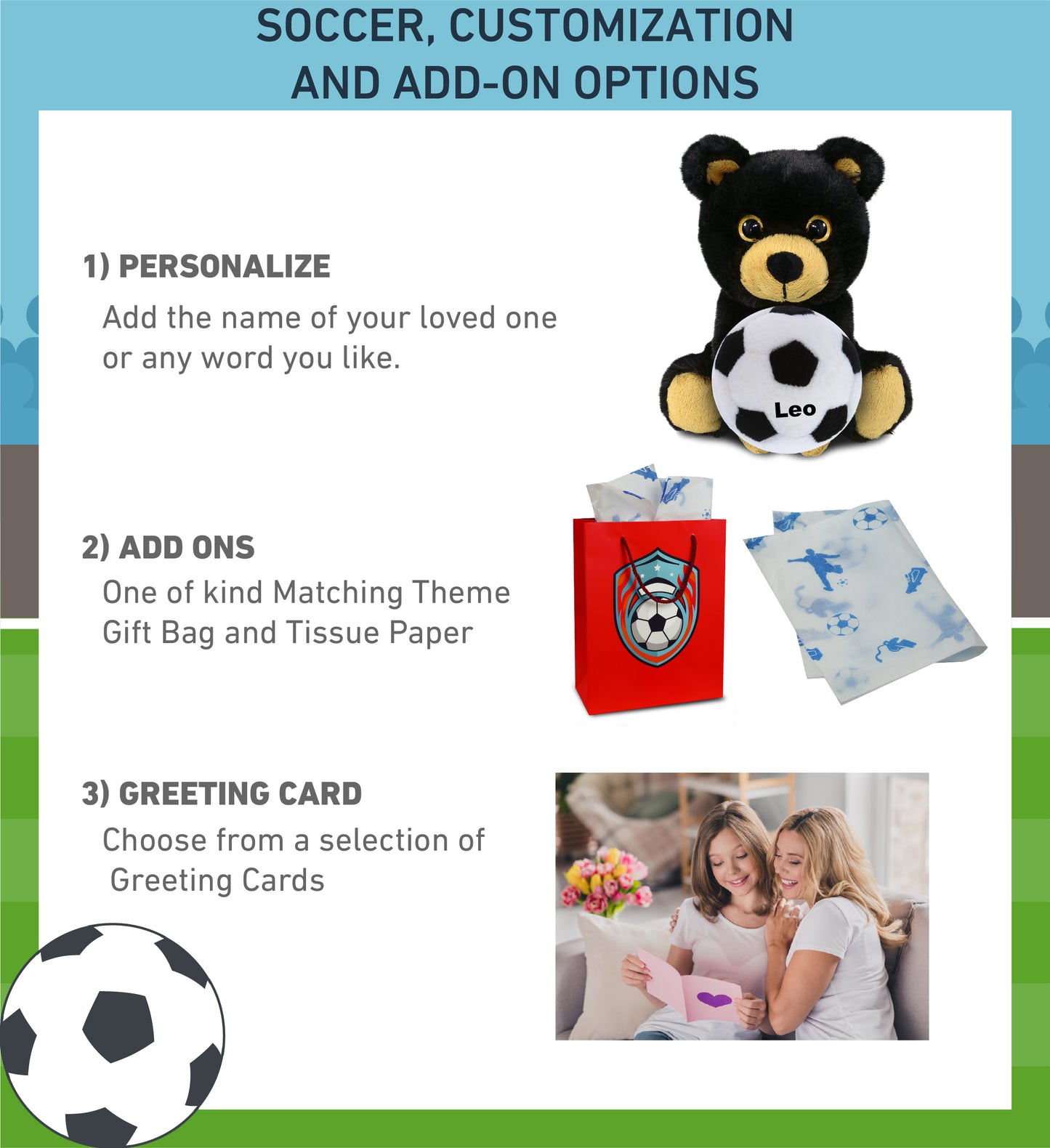 BIG EYE PLUSH - BLACK BEAR WITH SOCCER PLUSH