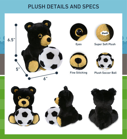 BIG EYE PLUSH - BLACK BEAR WITH SOCCER PLUSH