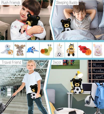 BIG EYE PLUSH - BLACK BEAR WITH SOCCER PLUSH