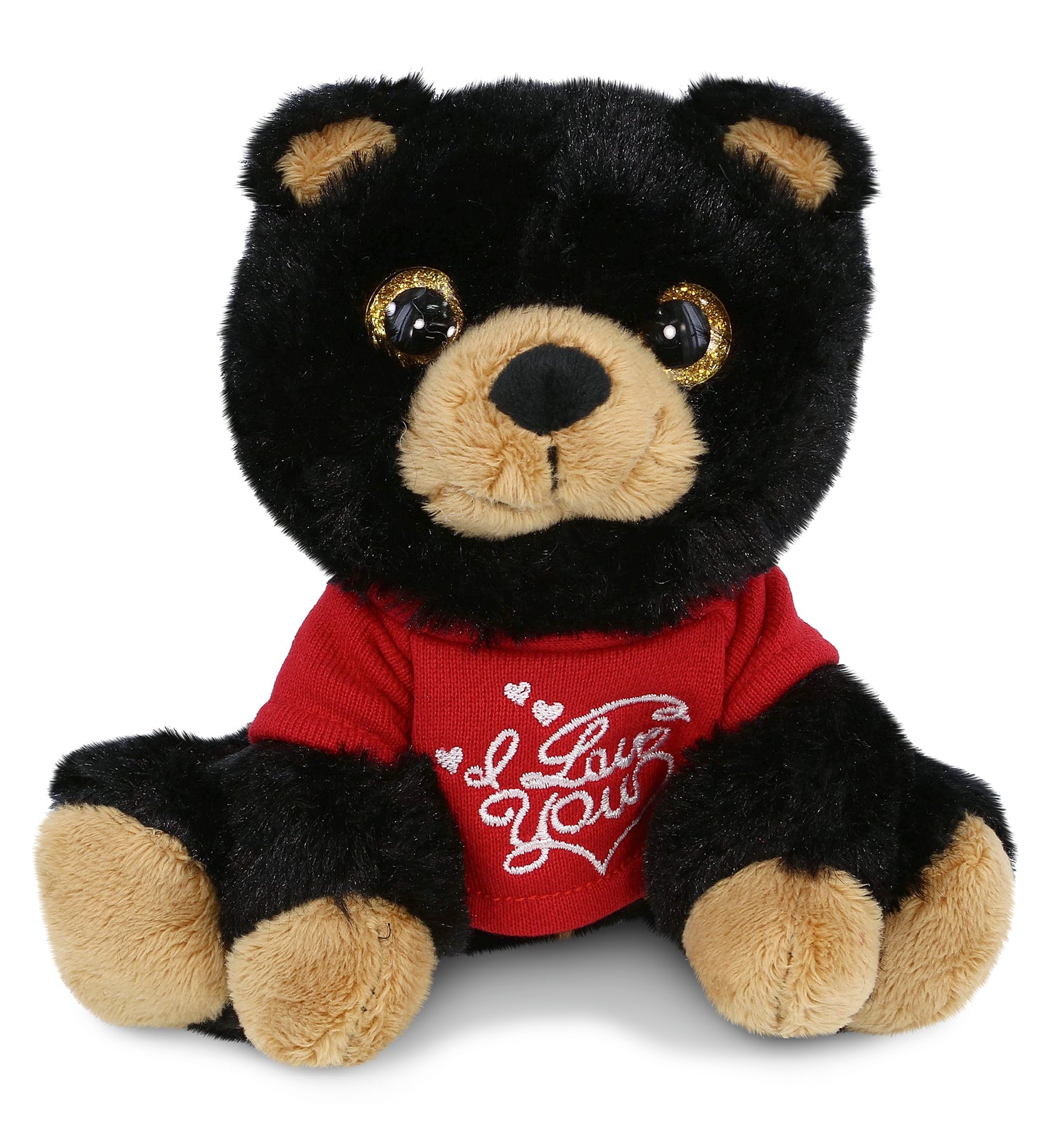 PLUSH I LOVE YOU RED SHIRT- BIG EYE PLUSH - BLACK BEAR
