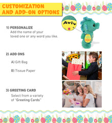DolliBu Cute Big Eye Seahorse with Yellow Easter Egg Plush Toy - 10 Inches